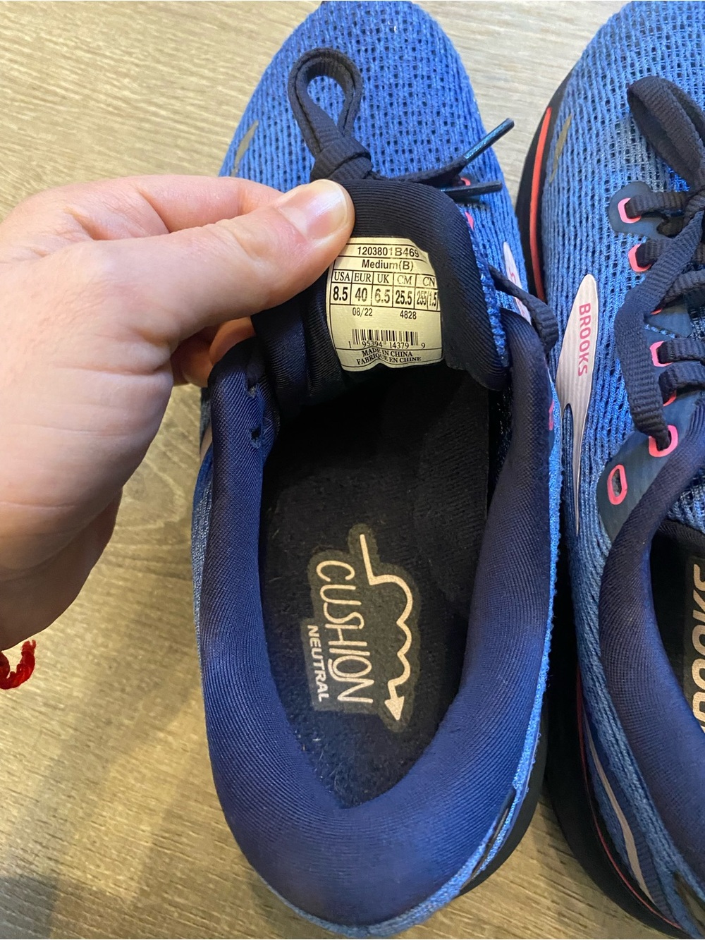 Brooks Ghost 15 Neutral Running Shoe 8.5 Medium (B) Blue Peacoat Pink - Picture 5 of 8